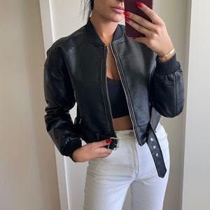 VEGAN LEATHER BOMBER JACKET